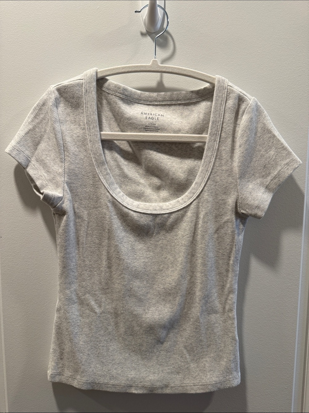 American Eagle Outfitters Scoop Neck Short Sleeve Top - Heather Gray